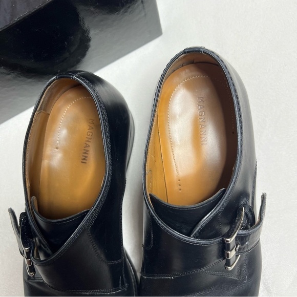 Magnanni LENNON Single Monk Strap Loafers Black Leather Mens Shoes 21447 - Picture 4 of 10